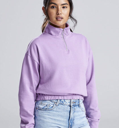 Just Hoods JH037 Women's Cropped 1/4 Zip Sweat