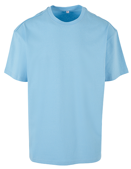 Hellblaues Heavy Oversize T-Shirt aus dicker, weicher Baumwolle mit überschnittenen Schultern und Rundhals.