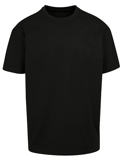 Schwarzes Heavy Oversize T-Shirt, 240g Baumwolle, weicher Griff, Drop Shoulder Schnitt, Rundhalsausschnitt.