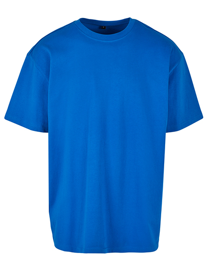 Kobaltblaues Heavy Oversize T-Shirt, dicker 240g Stoff, Drop Shoulder Passform, Rundhalsausschnitt.