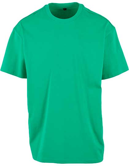 Grasgrünes Heavy Oversize T-Shirt, dicker 240g Stoff, Drop Shoulder Schnitt, Rundhalsausschnitt.
