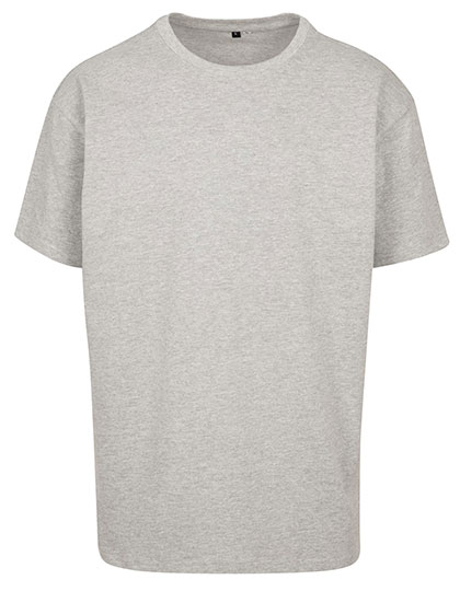 Hellgrau meliertes Heavy Oversize T-Shirt, 240g Stoff (90/10 Mischung), Drop Shoulder.
