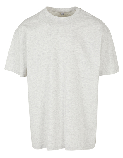 Hellgrau meliertes Heavy Oversize T-Shirt mit überschnittenen Schultern und Rundhals aus robuster Baumwolle.