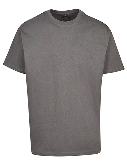 Mittelgraues Heavy Oversize T-Shirt aus robuster 240g Baumwolle mit Drop-Shoulder-Passform und Rundhals.