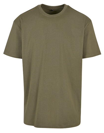 Olivgrünes Heavy Oversize T-Shirt aus dickem 240g Baumwollstoff mit überschnittenen Schultern und Rundhals.