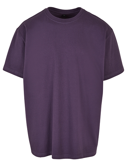 Dunkelviolettes Heavy Oversize T-Shirt mit Drop-Shoulder-Schnitt und Rundhalsausschnitt aus schwerer Baumwolle.
