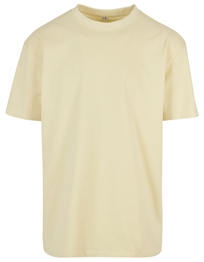 Zartgelbes Heavy Oversize T-Shirt mit überschnittenen Schultern und Rundhalsausschnitt aus 240g Baumwollstoff.