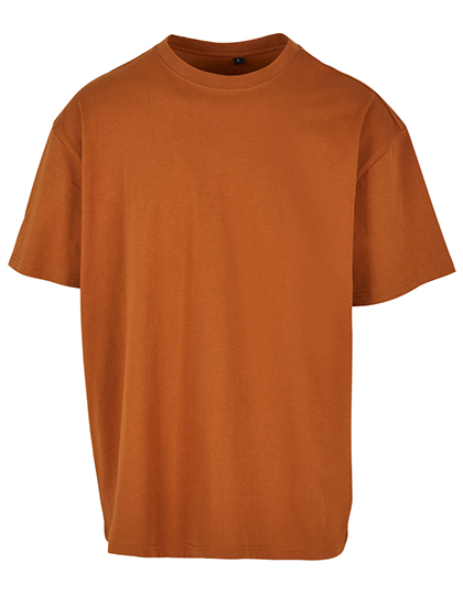 Toffeebraunes Heavy Oversize T-Shirt mit Drop-Shoulder-Ärmeln und Rundhals aus robuster 240g Baumwolle.