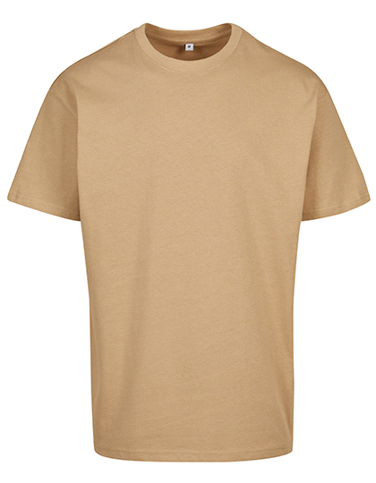 Urban-beiges Heavy Oversize T-Shirt mit überschnittenen Schultern und Rundhals aus robuster 240g Baumwolle.