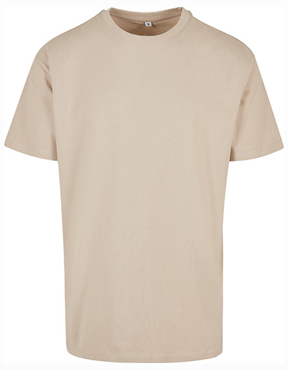 Sandbeiges Heavy Oversize T-Shirt mit überschnittenen Schultern und Rundhals aus fester 240g Baumwolle.